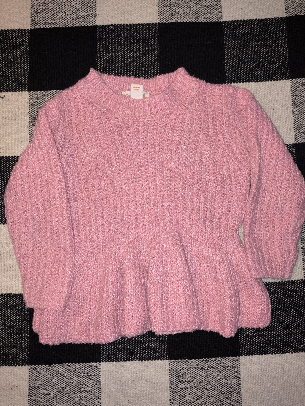 Cat & Jack Pink Peplum Knit Crew Sweater - Girl's